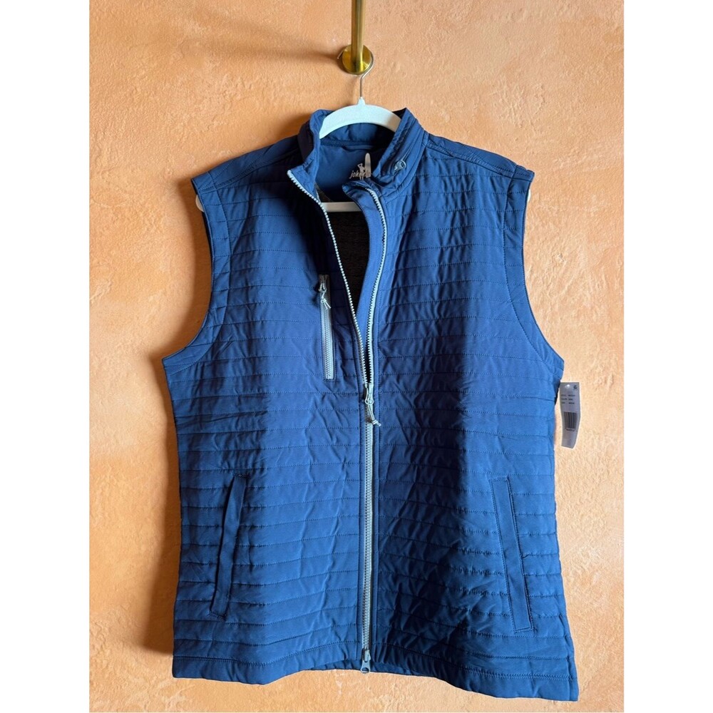 Johnnie-O Crosswind Vest Wake Blue Quilted Performance Full Zip NWT Medium